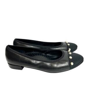 VANELO PEARL GOLD LEATHER BLACK GOLD WOMEN FLATS SIZE 7